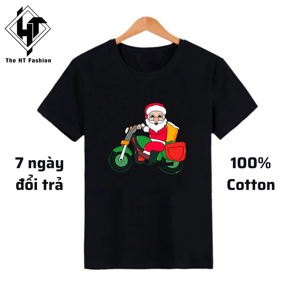 Áo Thun Hình Ông Già Noel, Vải 100% Cotton Cao Cấp Mềm Mịn Thoáng Mát Thấm Hút Mồ Hôi, Có Size Trẻ Em - The HT Fashion