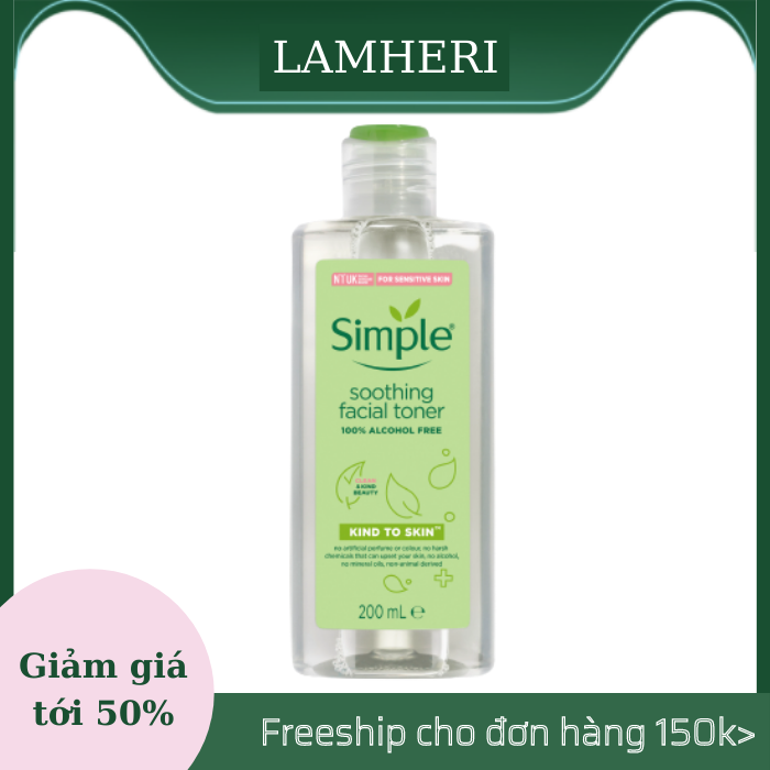 Nước hoa hồng simple cân bằng da dịu nhẹ kind to skin soothing facial toner 200ml