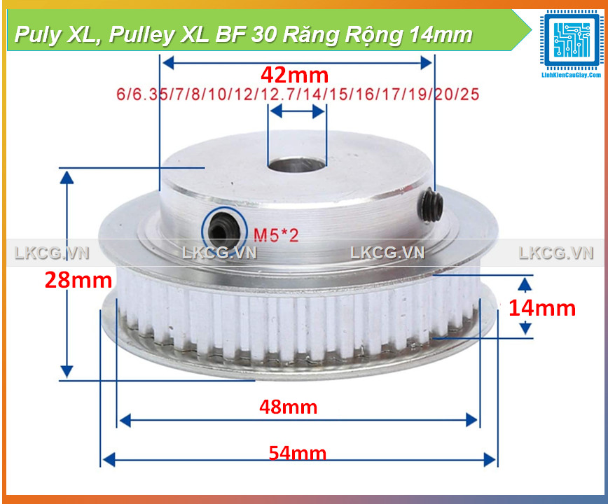 Puly xl, pulley xl bf 30 răng rộng 14mm