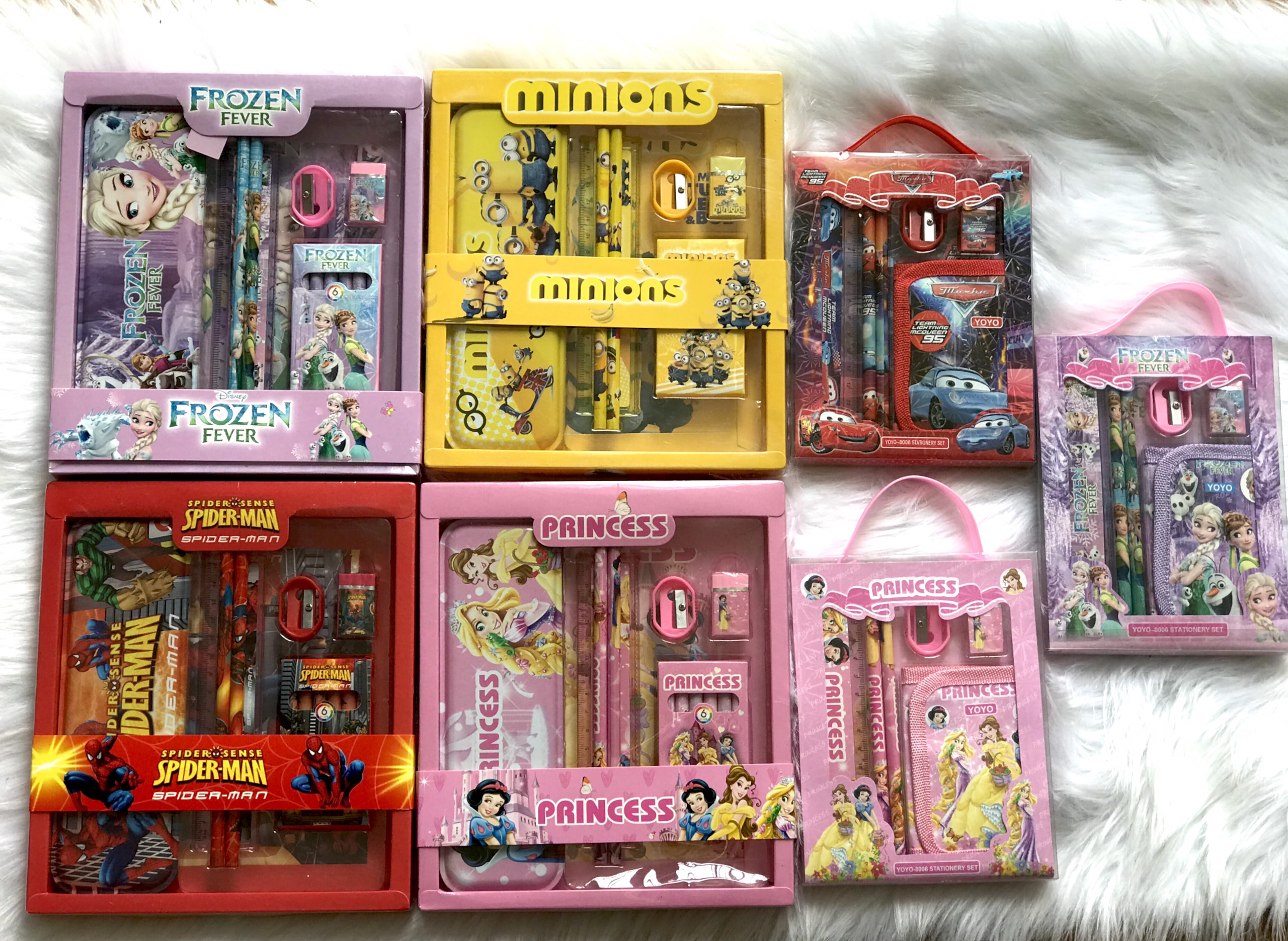 Bộ Hộp Bút 6 và 7 món hình Nhân vật Hoạt Hình. Dụng cụ học tập đáng yêu cho bé.