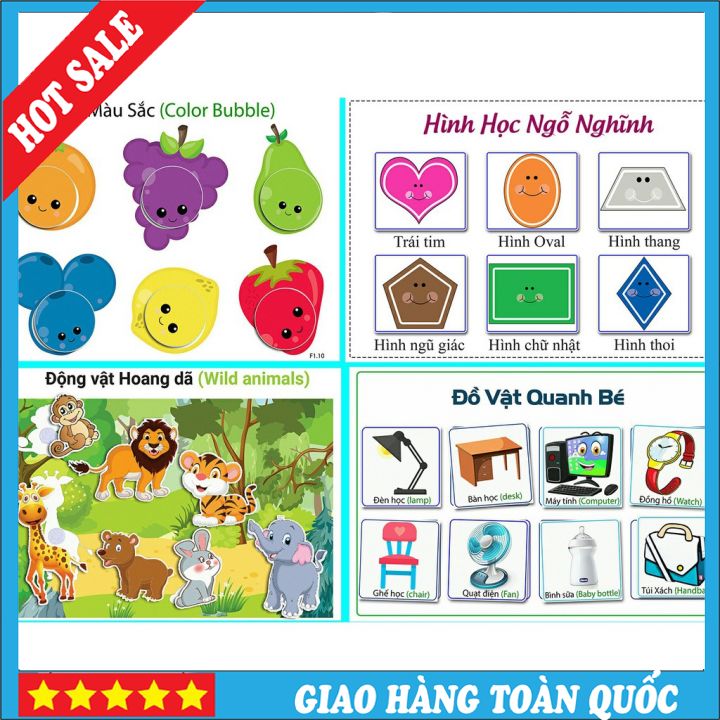 Học liệu dính dán tổng hợp 18 chủ đề - học liệu dính dán montessori - matching book-f18