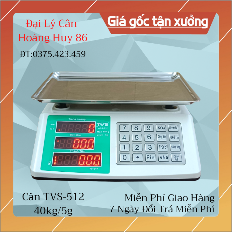 cân tính tiền điện tử  tiếng việt TVS ( 40kg/5g ) bảo hành 24 tháng