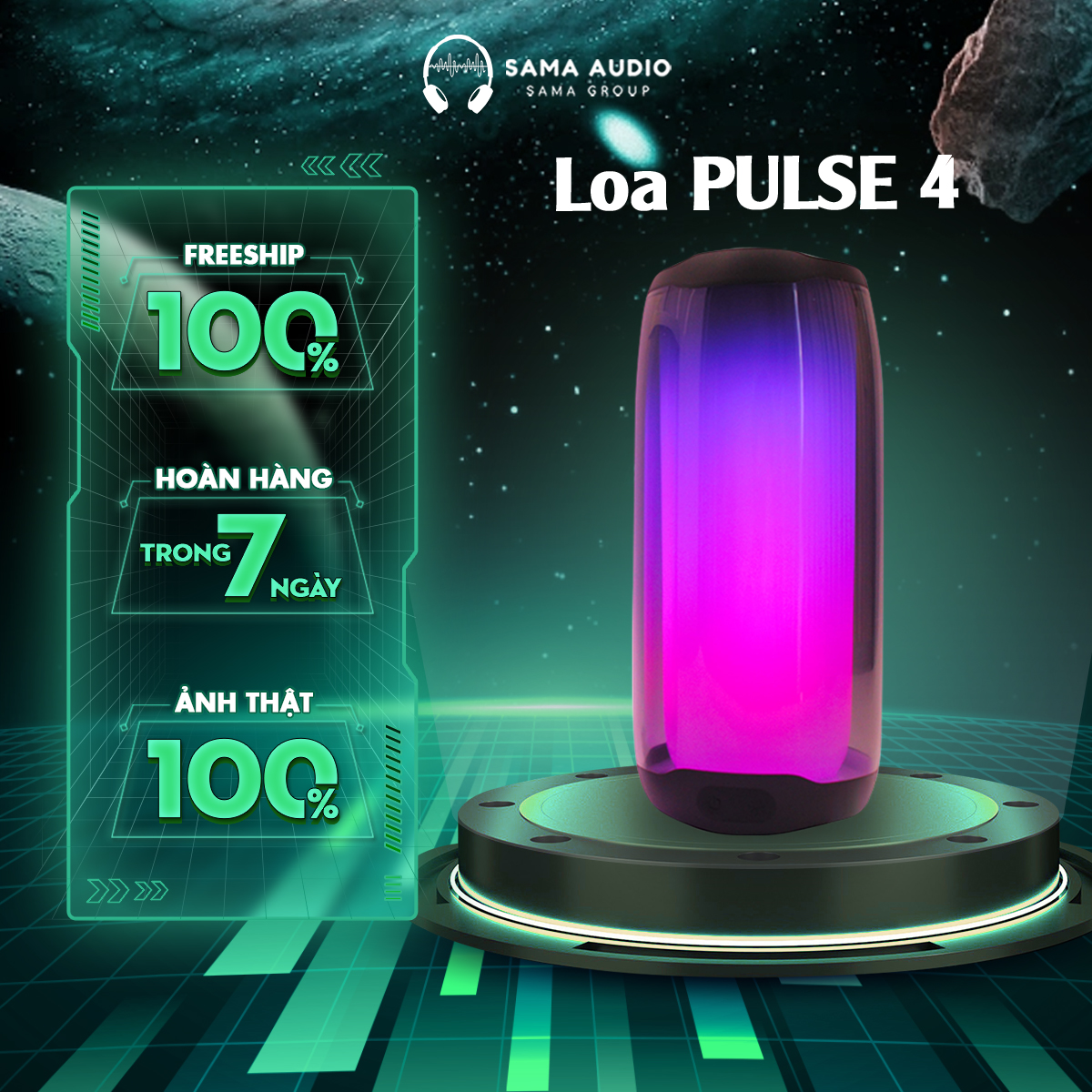 Loa Bluetooth Không Dây Có Đèn Pulse 4 - Âm Thanh Sống Động - Ánh Sáng Ảo Diệu - Hỗ Trợ Thẻ Nhớ SD / USB