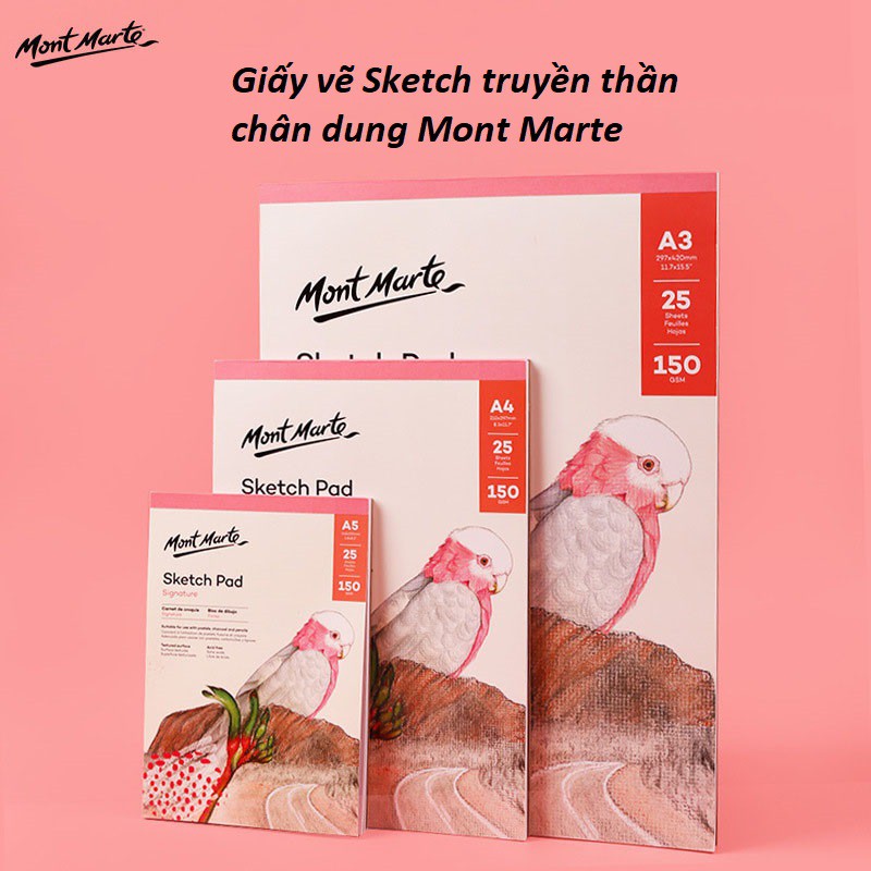 GIấy vẽ sổ vẽ Sketchbook truyền thần Mont Marte, chân dung ngành kiến trúc mỹ thuật -Lalunavn- B12