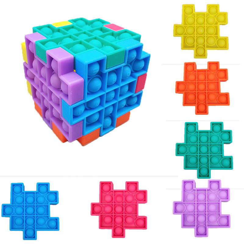 New Magic 6 cái Pop it Fidget Toy Full Set Box All Fidgets with Simple Dimple Puzzle Rainbow Fidget Cube Vinyl Desk Cube Bubble Squishy Antistress Toys