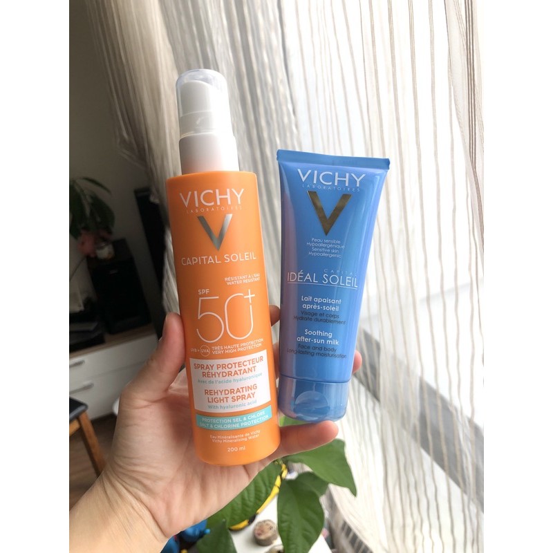 Hàng Pháp - Set Kem Chống Nắng Dạng Xịt Toàn Thân Vichy Capital Ideal Soleil Beach Protect SPF 50+ ( 200ml )