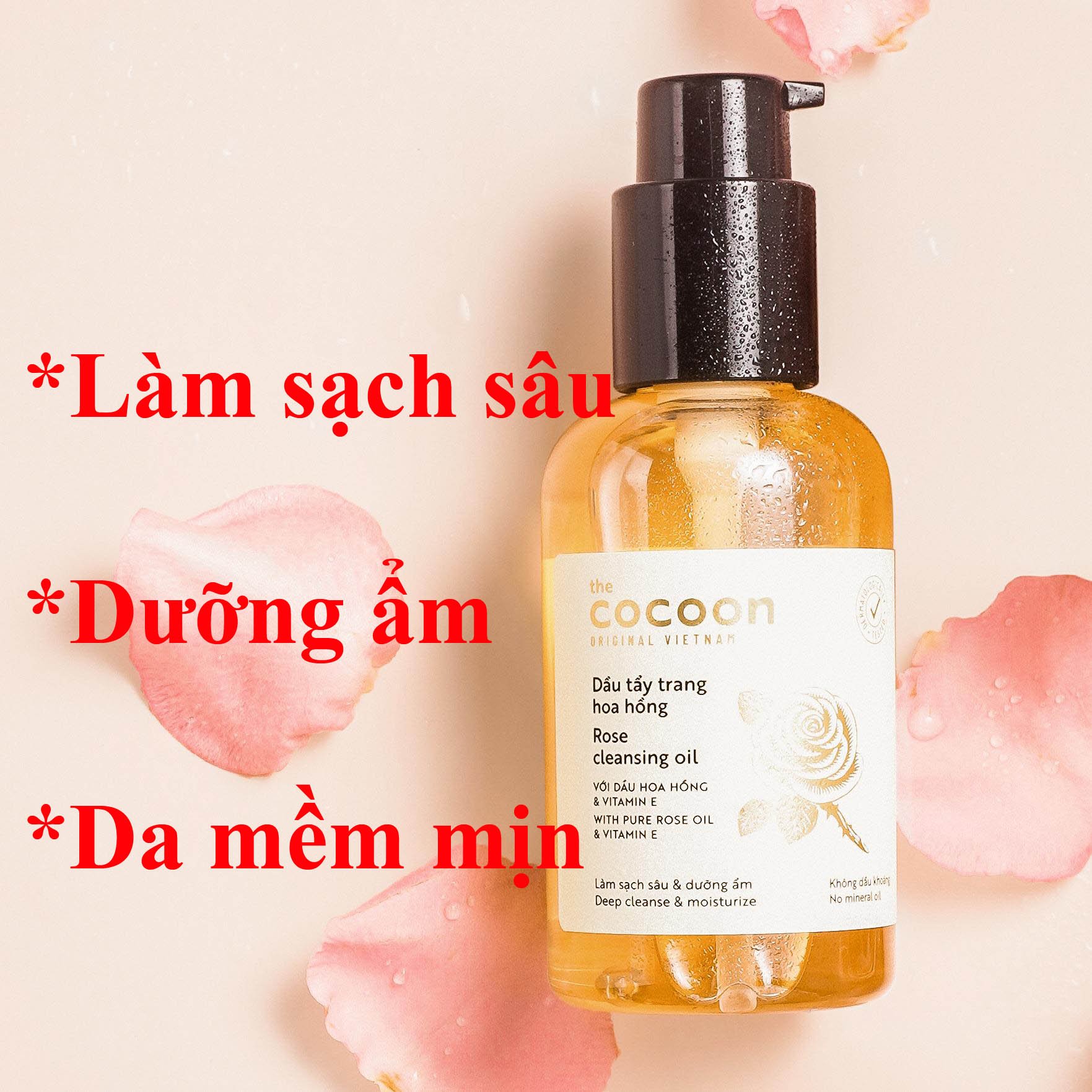 Dầu Tẩy Trang Hoa Hồng cocoon 140ml giúp làm sạch sâu lớp trang điểm, bụi bẩn và dầu thừa, dưỡng ẩm da mà không để lại cảm giác nhờn rít khó chịu