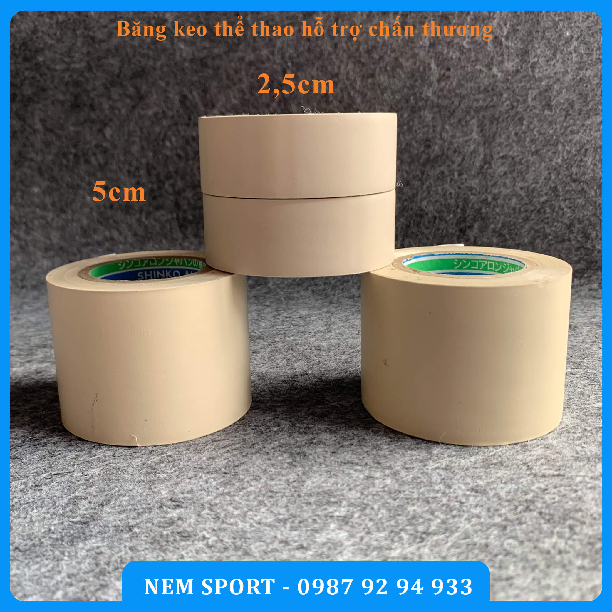 5 Cuộn Băng Keo Đá Bóng Chuyên dụng 2.5cm -5cm, Combo 5 cuộn Băng keo Thể Thao Tốt