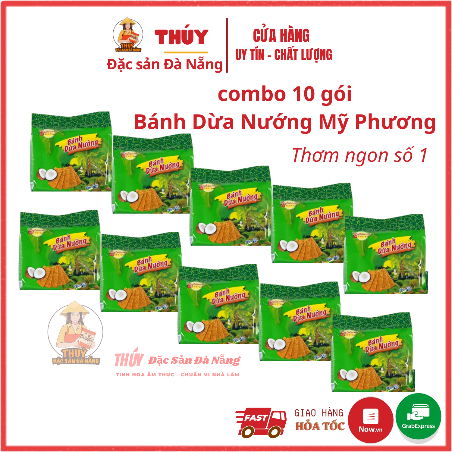 Bánh dừa nướng Mỹ Phương gói 180gr bánh dừa nướng Quảng Nam đà Nẵng ngon giòn