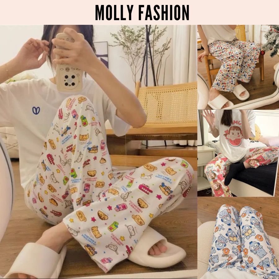 Quần dài hoạt hình ❤️ quần dài form rộng dưới 62kg - nhiều mẫu molly fashion