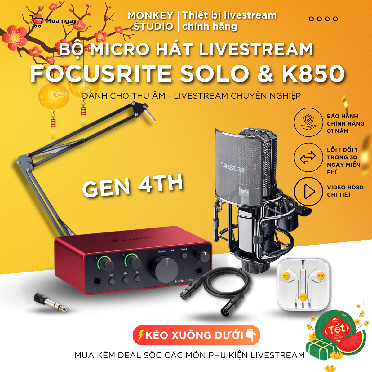 Mic livestream | micro thu âm sound card focusrite solo gen 4 & mic takstar pc k850 hát livestream chuyên nghiệp