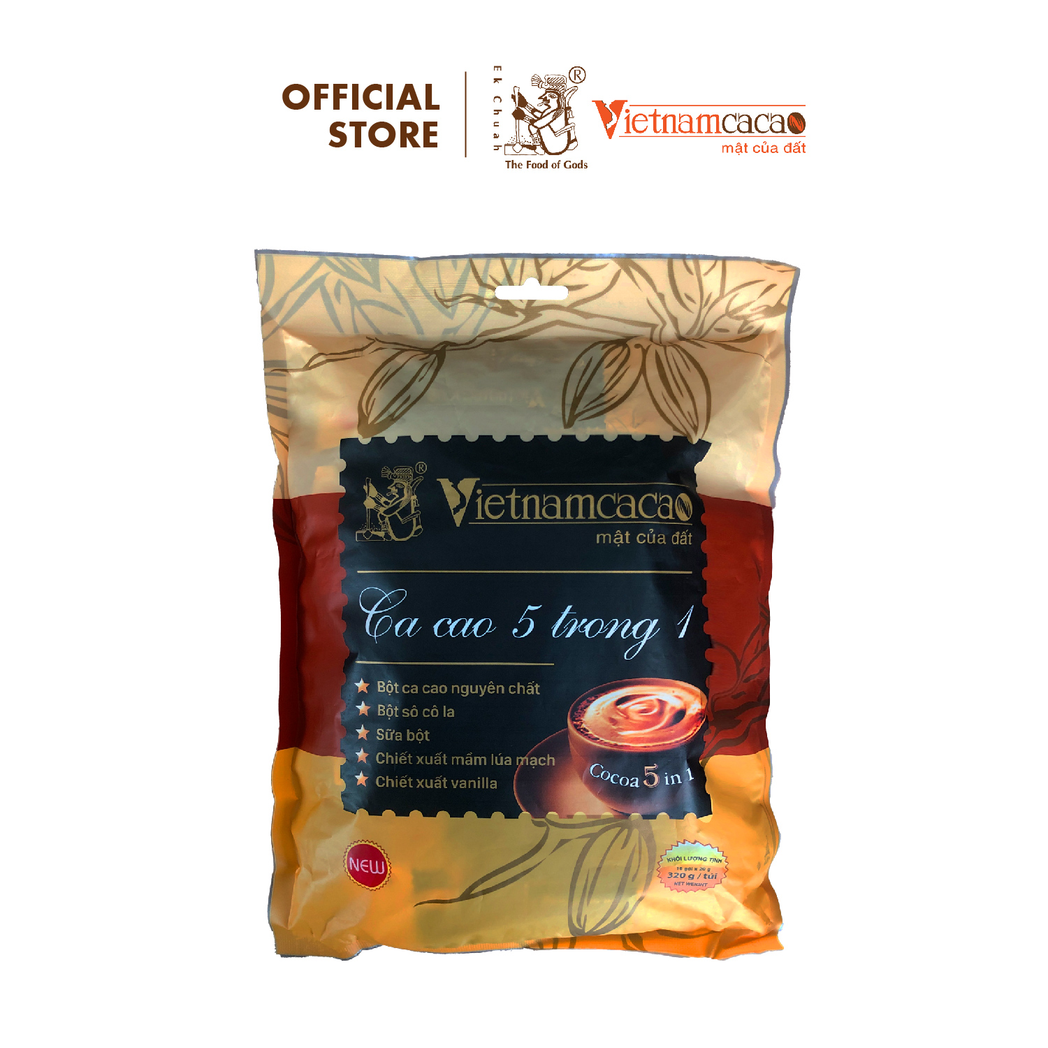 Bột sô cô la uống liền 5in1 - túi pe 320g - vinacacao