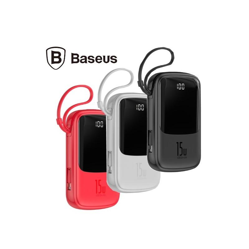 [MẪU MỚI NHIỀU MÀU] Pin Dự Phòng Baseus Q Pow Digital Display 10000Mah (15W) Có Tích Hợp Dây Cáp Sạc Tiện Lợi - HỖ TRỢ SẠC NHANH