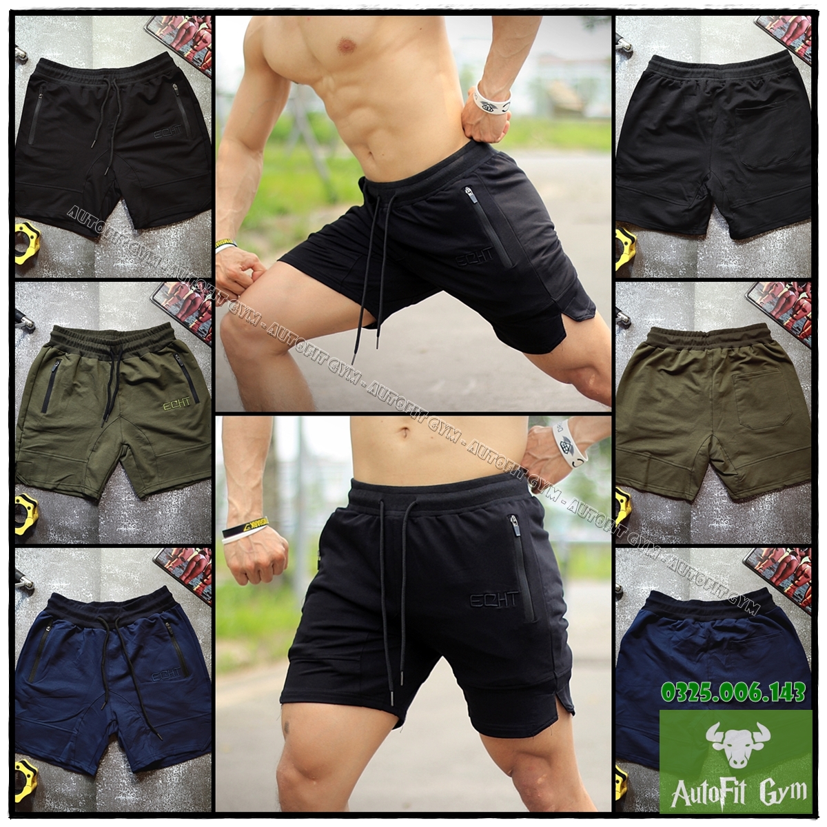 Quần short nam echt cao cấp, quần đùi nam thể thao, tập gym hàng nhập khẩu
