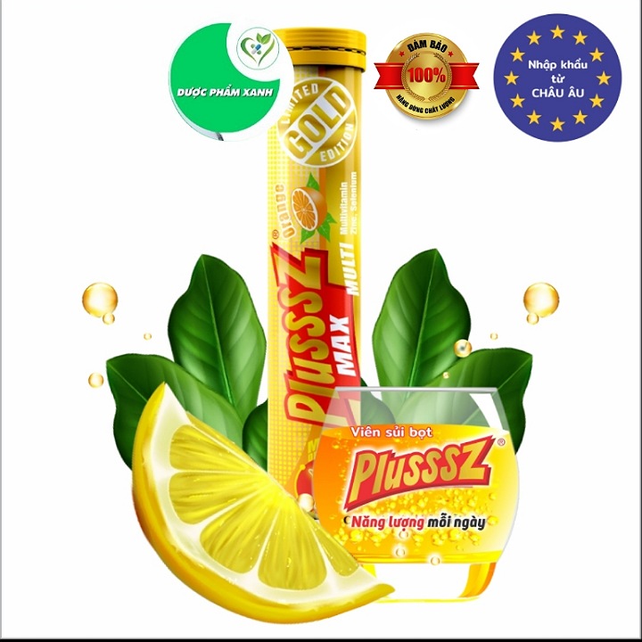 PLUSSSZ MAX GOLD  MUTIVITAMIN, CAM, CHANH (TUÝP 20Viên)- TĂNG SỨC ĐỀ KHÁNG