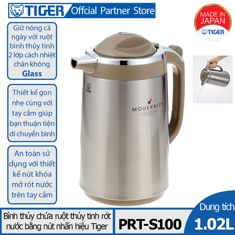Bình thủy chứa ruột thủy tinh Tiger PRT-S100 (1.02L)