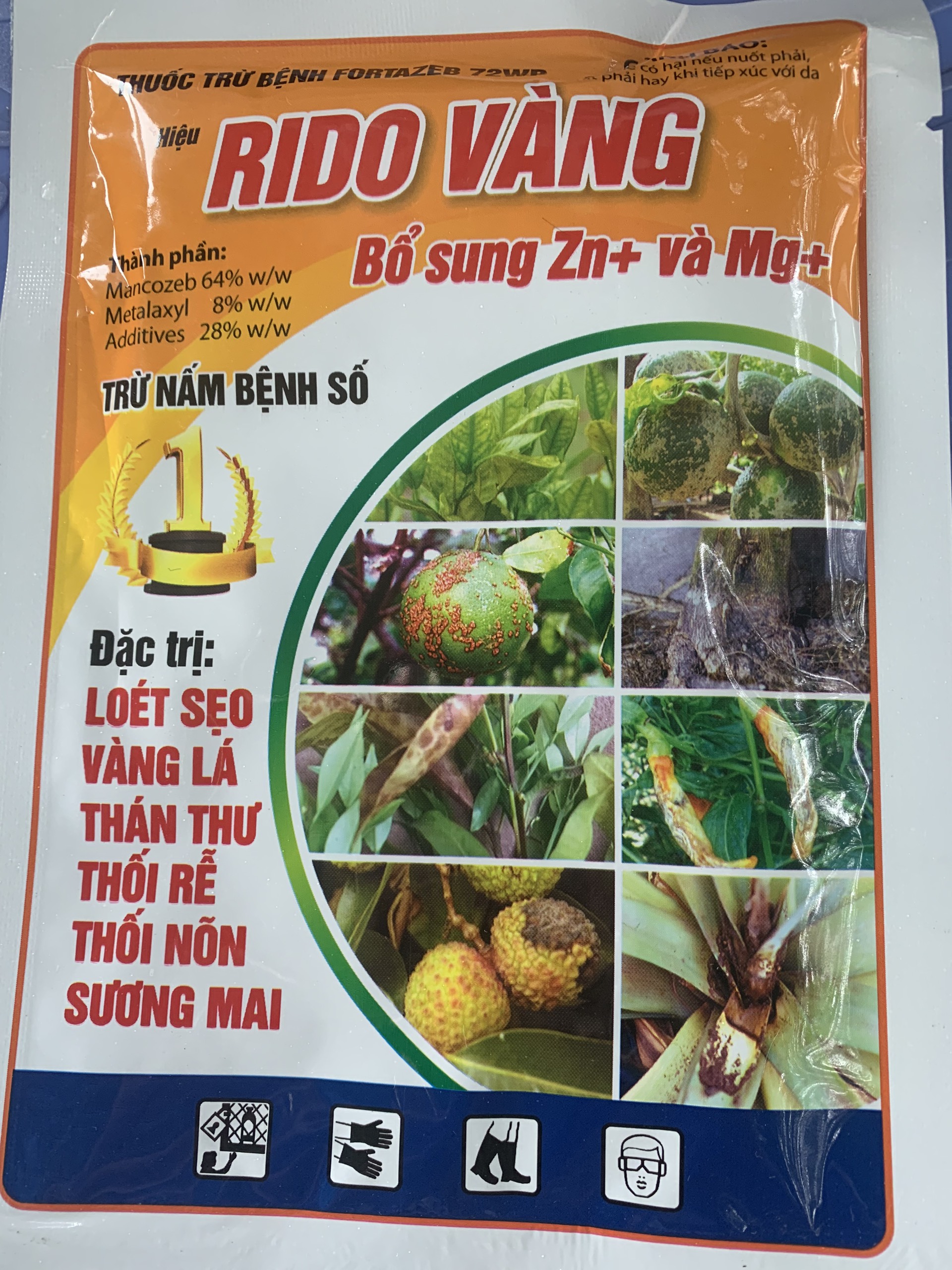 Combo 10 gói Thuốc trừ nấm bệnh sương mai, vàng lá, thán thư, thối rễ Ridomin 35g
