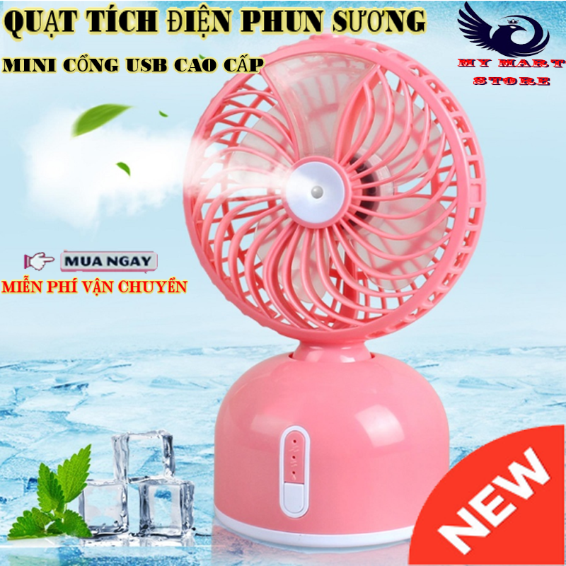 Quạt Phun Sương Cầm Tay Mini ,Quạt Hơi Nước Điều Hòa Mini Giá Rẻ | Quạt Phun Sương Mini Cổng Usb, Phun Sương Cực Mát Cao Cấp ,Giai Tỏa Nóng Lực Oi Bức, 3 Chế Độ