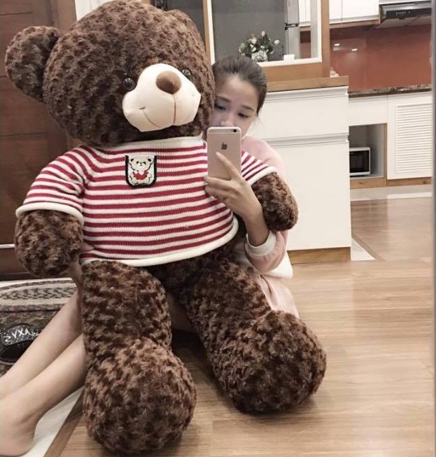 Gấu Bông Teddy Cao Cấp Khổ Vải 1m2 Cao 1m Màu Nâu Hàng VNXK - Quà Tăng Yêu Thương - TD1M