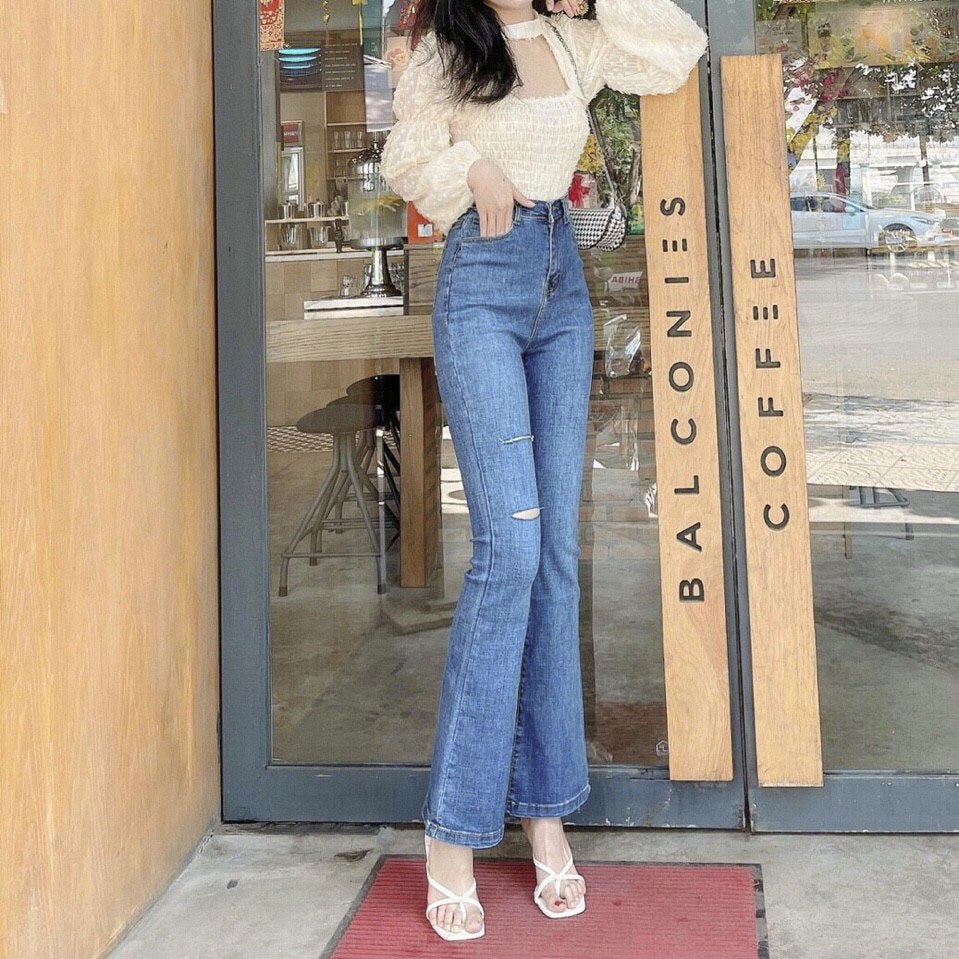 Quần jean nữ ống loe bass cao cấp bống mũn shop