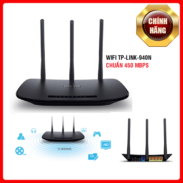 Bộ phát wifi tp-link wr940n/ v3 chuẩn tốc độ 450mbps- bảo hành chính hãng 24 tháng