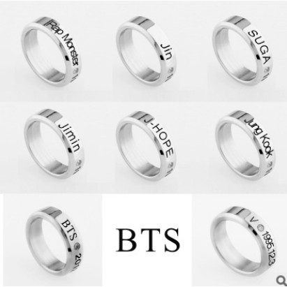 NHẪN INOX KHẮC TÊN BTS VÀ THÀNH VIÊN