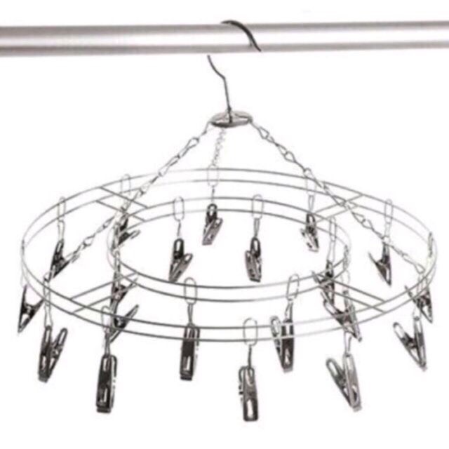 Móc tròn inox treo quần áo/móc kẹp phơi quần áo cho bé sơ sinh dạng chùm bằng inox đẹp
