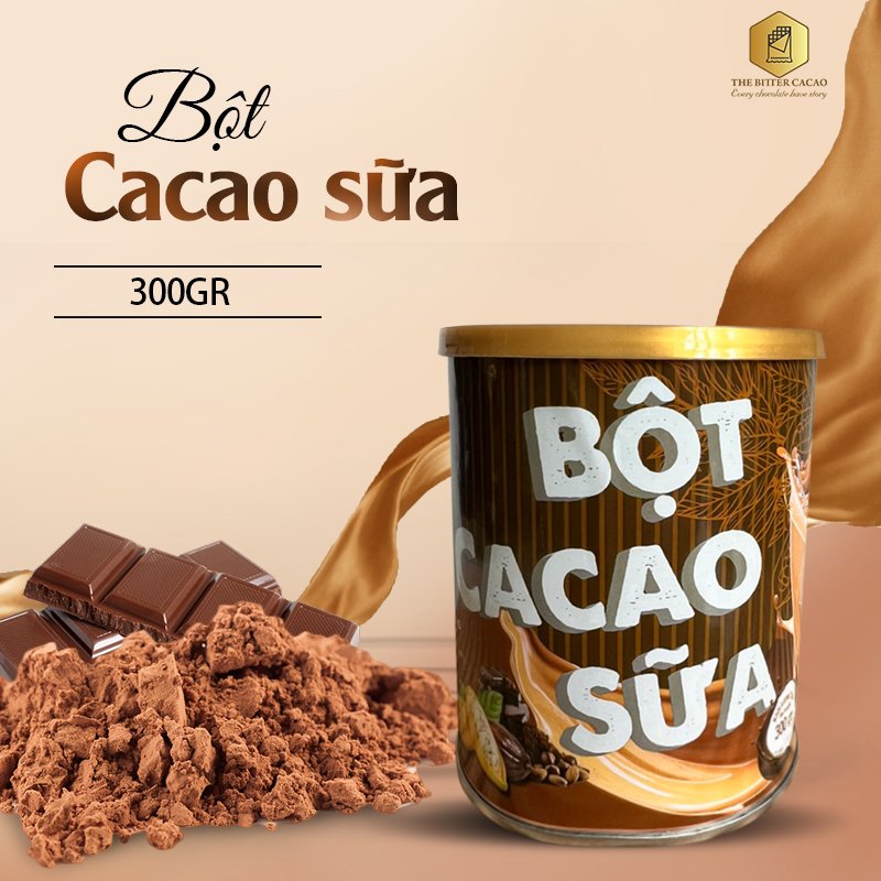 Bột cacao sữa dạng lon 300g chính hãng The Bitter Cacao