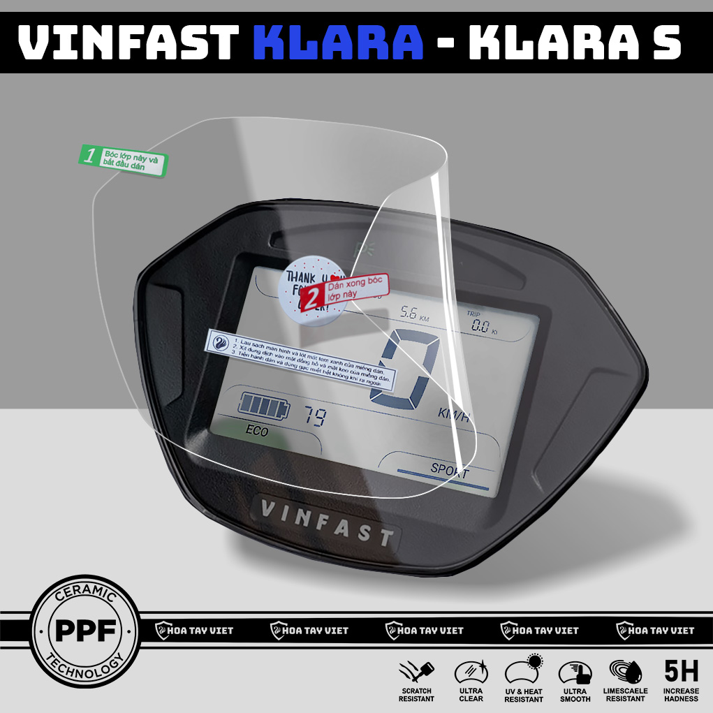Miếng dán bảo vệ vinfast klara - klara s chống trầy xước mặt đồng hồ xe vinfast