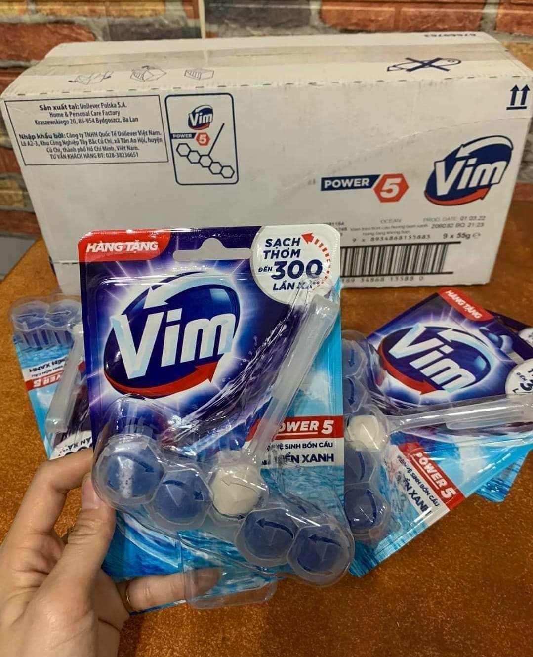 Viên treo bồn cầu Vim hương biển xanhHàng tặng 55g