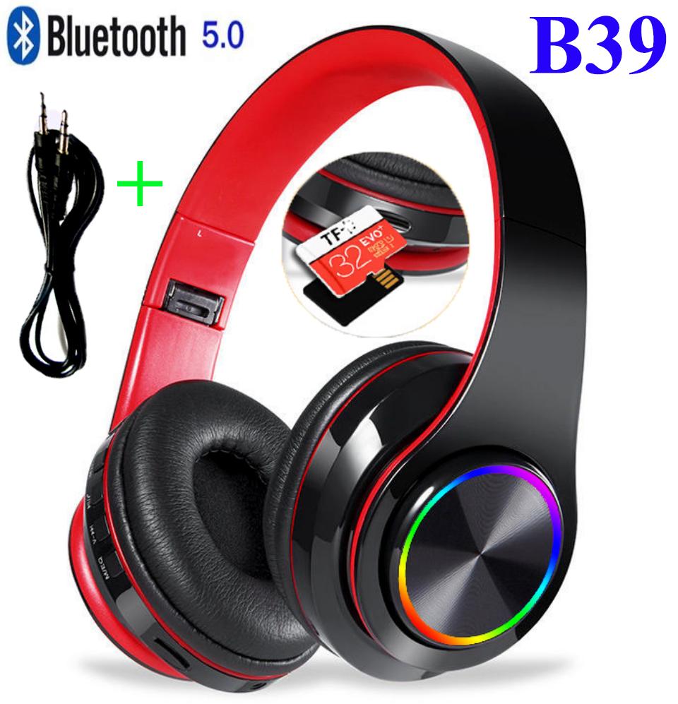 Tai Nghe Buetooth 5.0 Chụp Tai Bass Cực Mạnh B39 - Có hỗ trợ thẻ nhớ, Tặng dây jack 3.5mm.