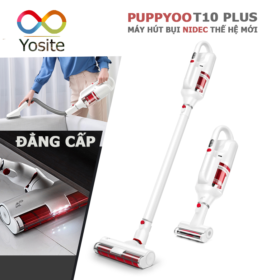 Máy hút bụi không dây cao cấp Puppyoo T10 Plus công nghệ NIDEC thiết kế linh hoạt pin 8cell cực bền