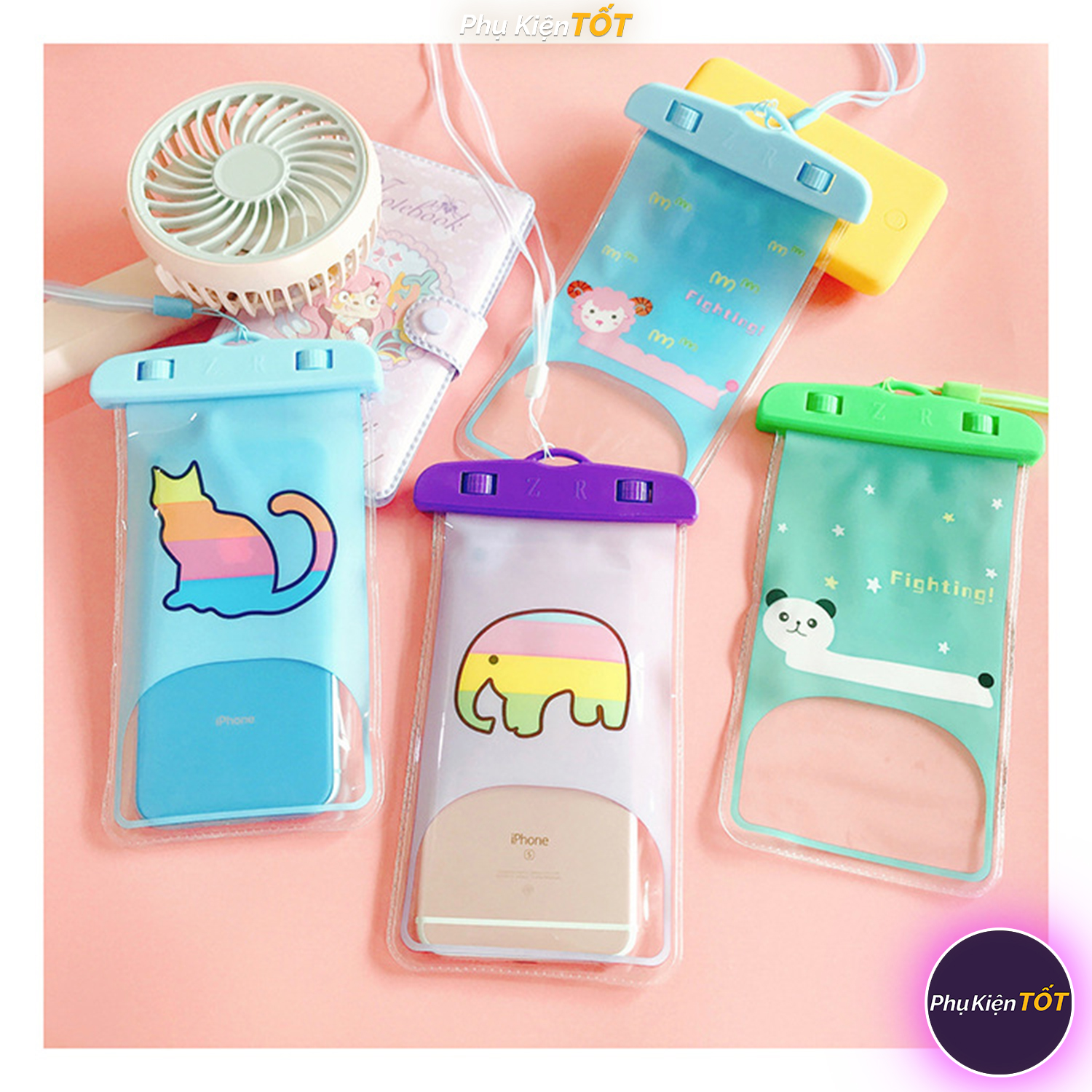 Túi đựng điện thoại chống nước hình thú hoạt hình cute đi du lịch, đi biển, ngoài trời, trời mưa, bảo vệ điện thoại, iphone (Màu Ngẫu Nhiên)