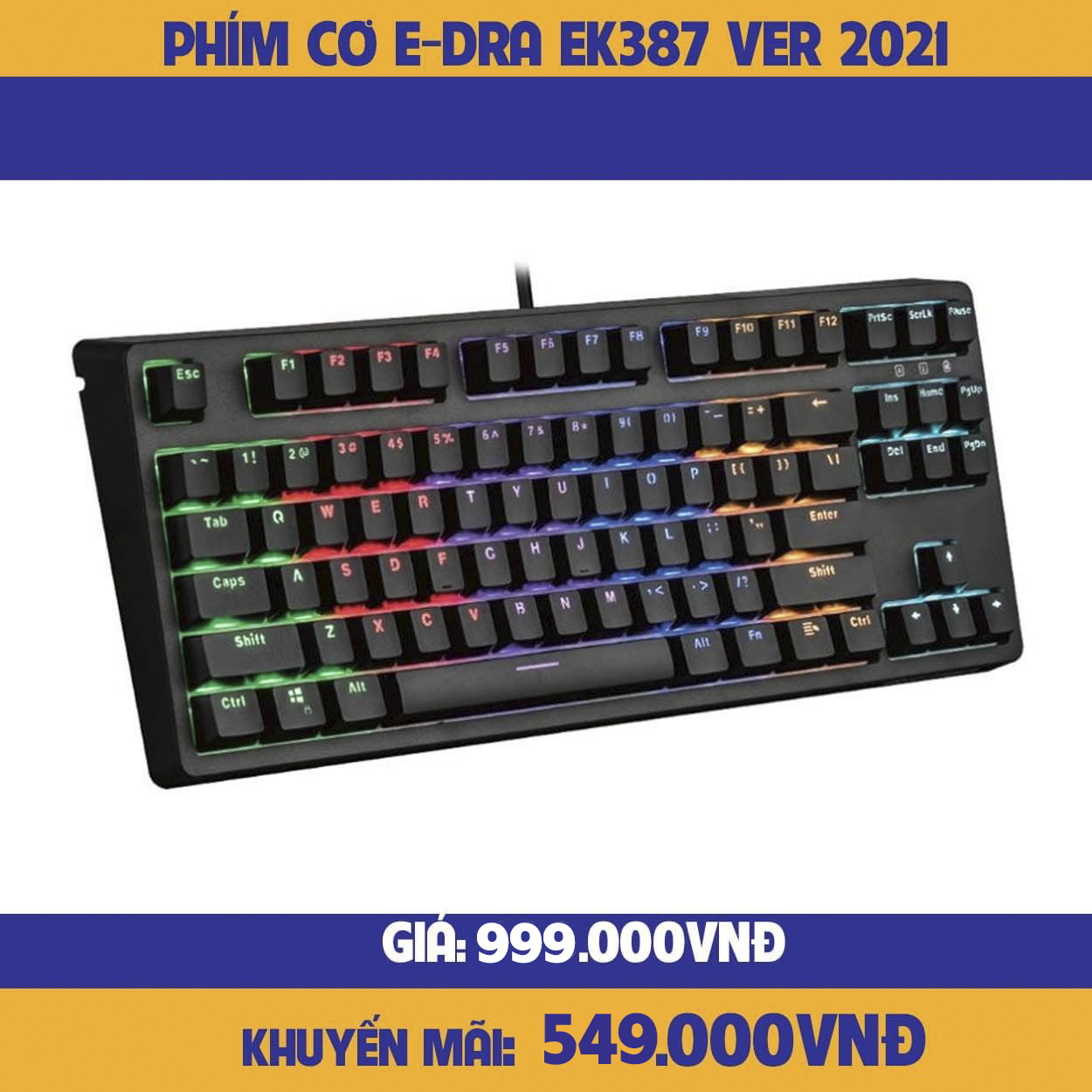 Bàn phím cơ e-dra ek387 rgb ver 2021