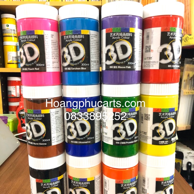 Combo 12 màu acrylic 3d 300ml