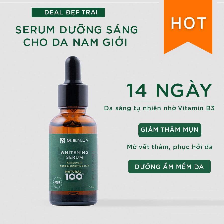 [HCM]Serum dưỡng trắng, sáng da, mềm mịn da, hỗ trợ trị thâm và không bắt nắng cho nam Menly