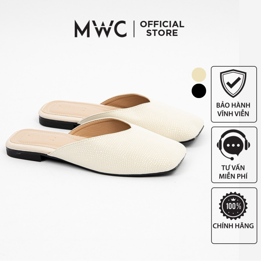Sục nữ thời trang mwc dép sục đế bệt mũi vuông basic nude- 8063
