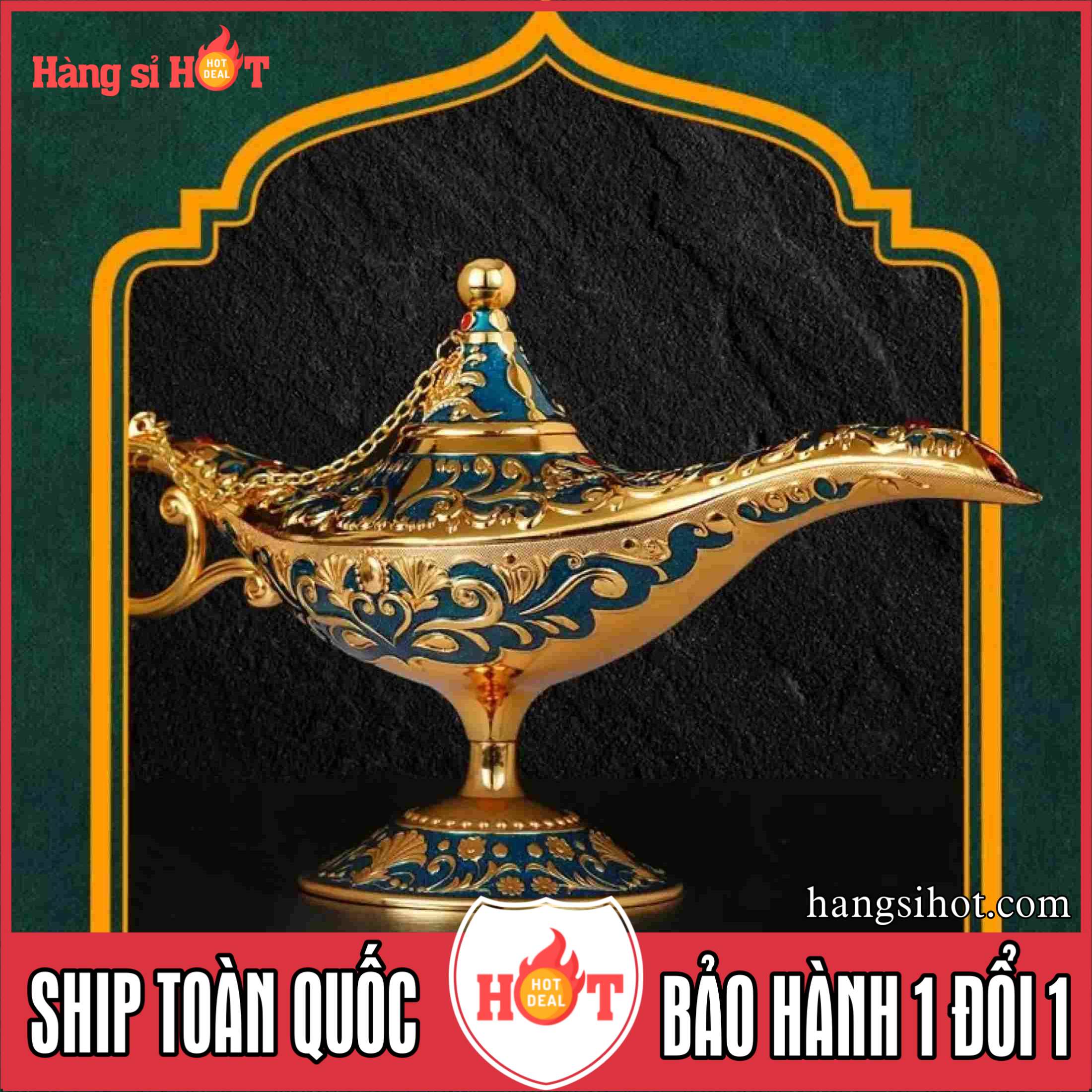 Đèn thần Aladdin, đèn ước nguyện Ma thuật Ả rập HangsiHot loại lớn 21x11cm - Đèn trang trí, hoa văn tinh xảo, sang trọng - Trang trí phòng khách, bàn làm việc - freeship
