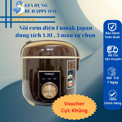 Nồi cơm điện Fumak Japan dung tích 1.8L, 3 màu tự chọn