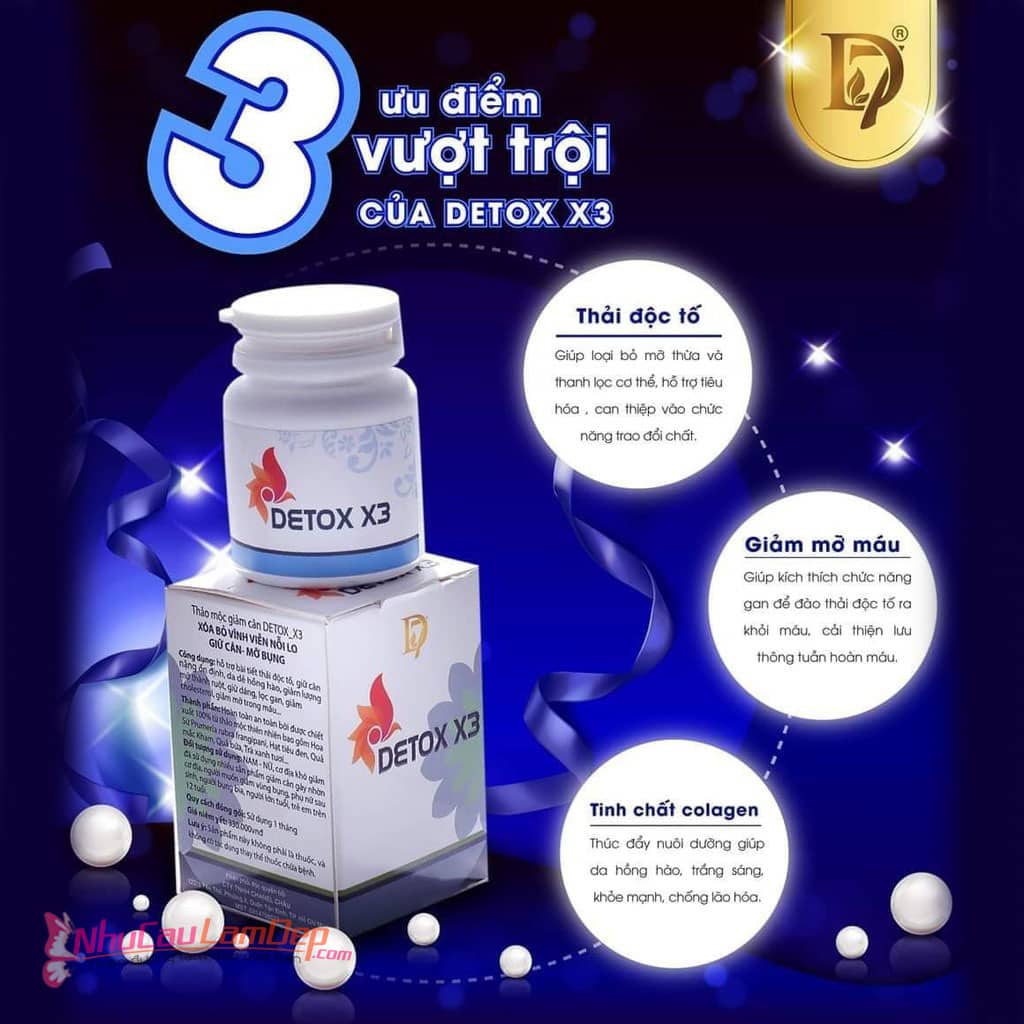 Detox x3 giảm cân giảm mỡ bụng cực nhanh