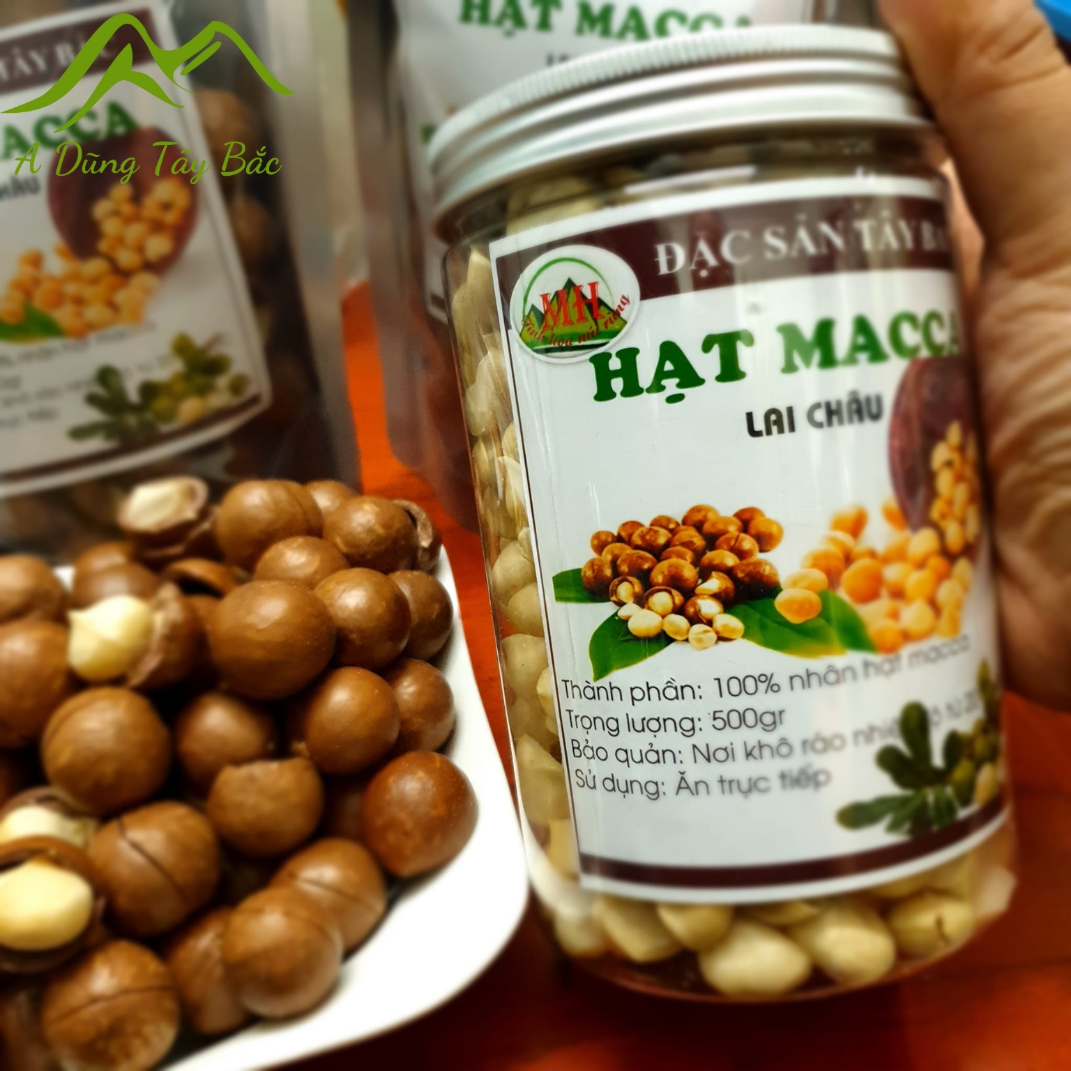 Nhân macca Lai Châu nguyên hạt, trồng hữu cơ sấy chín từ macca tươi. Mắc ca, mac ca sấy khô chín không vỏ, đã tách vỏ