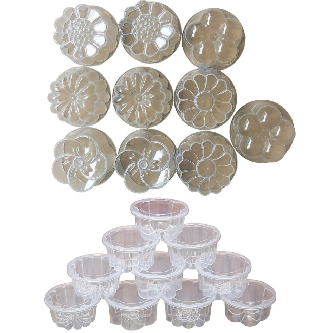 Combo 20 Khuôn Làm Rau Câu Bánh Flan 6,5cm Có Nắp Đậy Hình Hoa Đẹp Mắt