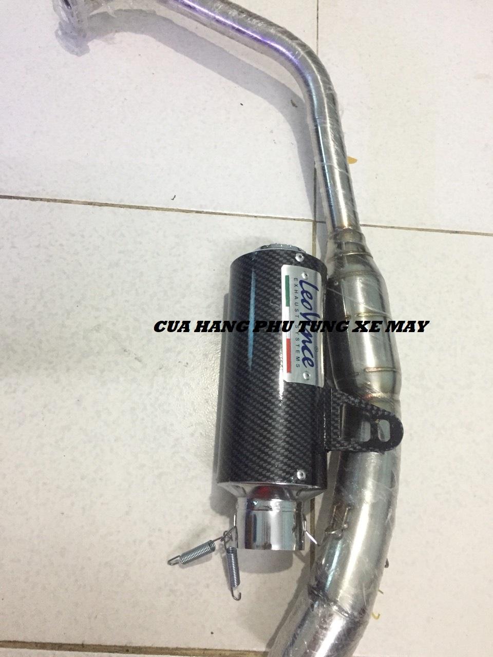 Trọn bộ pô Leovince tròn cacbon kèm cổ Bầu hơi inox cho xe Exciter 135/ Exciter 150/ R15 V3/ Winner 150/ Winner X/ Raider/ Satria/ Sonic/ Fz