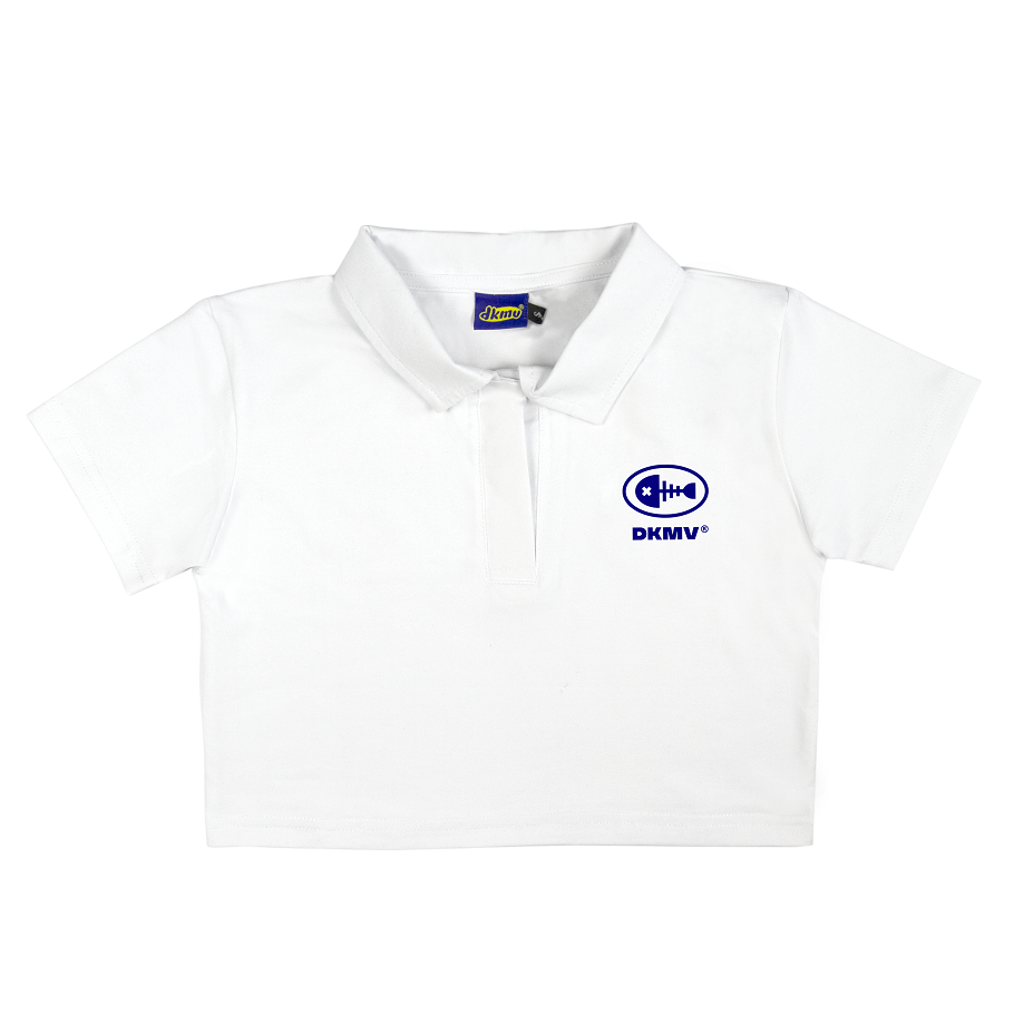 DKMV Áo croptop nữ có cổ tone màu trắng | DKMV Polo Basic-WHITE