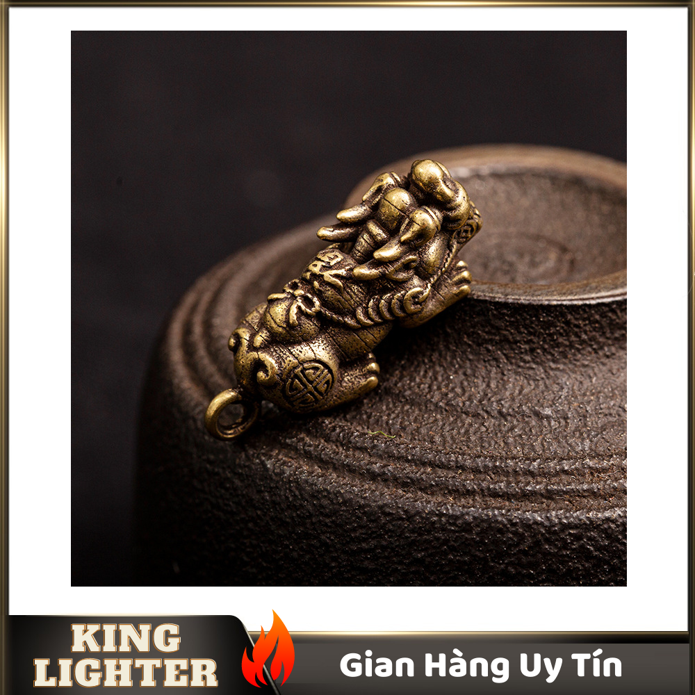 [HCM]Tượng Đồng Phong Thủy Hình Tỳ Hưu Trang Trí Đem Lại May Mắn Móc Khóa Mặt Dây Chuyền (Kích Thước: 2.6cm x 0.9cm)