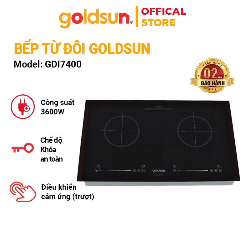 Bếp từ đôi goldsun gdi7400 công suát 3600w bảo hành 2 năm,