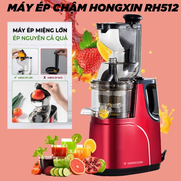 Máy ép chậm hx-rh512 cỡ đại - tặng kèm 2 cốc đựng nước + đầu chải vệ sinh - ép kiệt bã - giữ nguyên chất dinh dưỡng - máy ép trái cây, hoa quả , rau củ - máy làm sữa hạt - không gây tiếng ồn