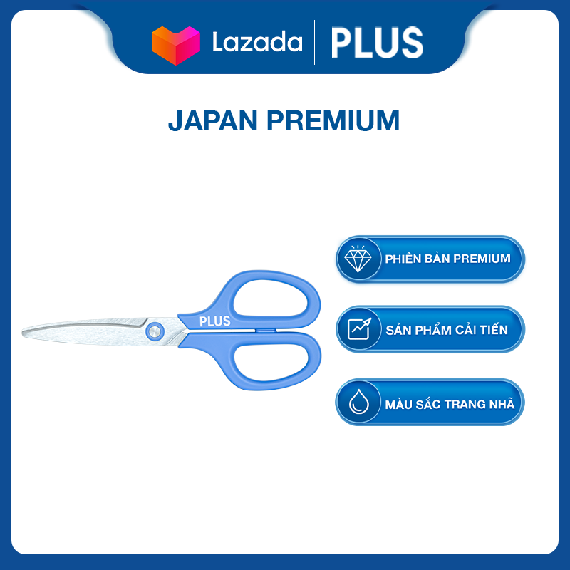 Kéo văn phòng học sinh plus thiết kế cong độc quyền lực cắt mạnh gấp 3 lần - japan premium