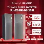 Tủ lạnh Sharp Inverter 253 lít SJ-X281E-DS | Tủ lạnh 2 cánh Sharp X281E công nghệ kháng khuẩn khử mùi | Hàng chính Hãng