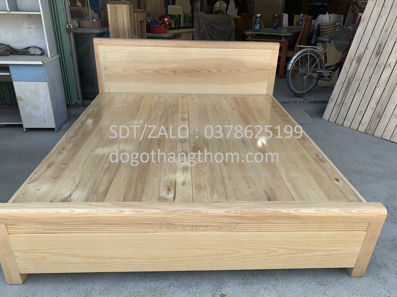 giường ngủ gỗ sồi 1m6x2m rác phản gỗ sồi phòng ngủ